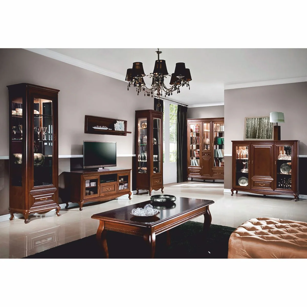 Luxus Barock Vitrine Dunkelbraun 149,5 x H. 206,6 cm - Barock Möbel