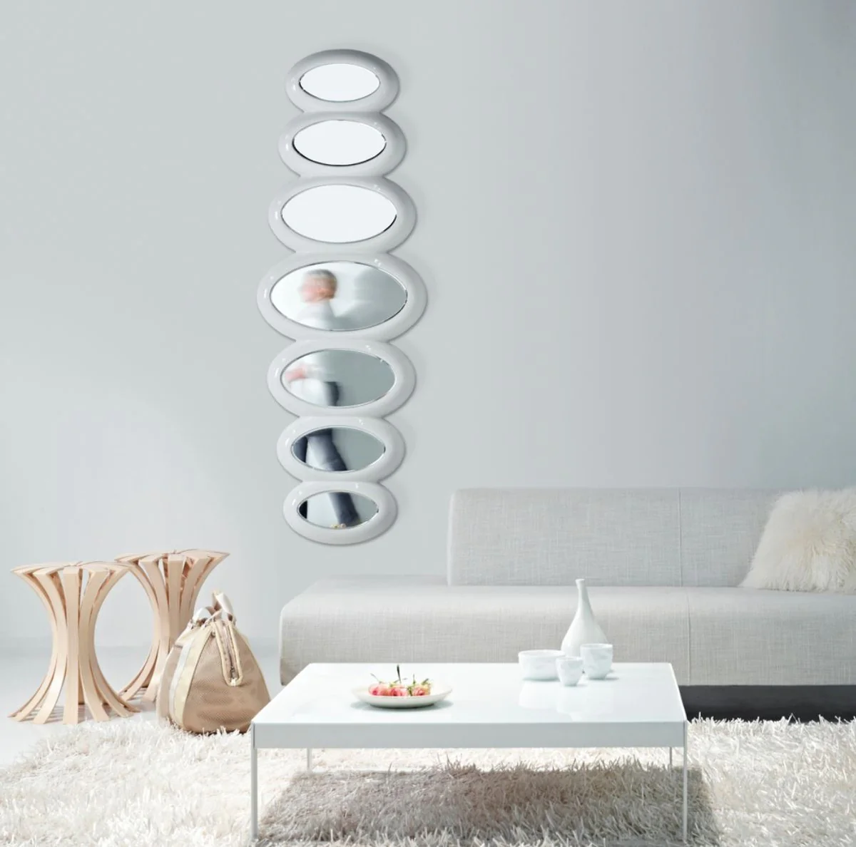 Luxus Designer Spiegel Hochglanzweiß 195 x H. 67 cm - Hotel Kollektion