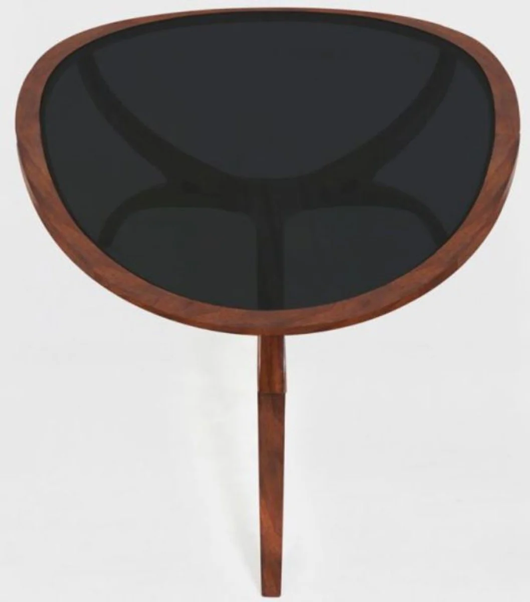 Luxus Art Deco Couchtisch Braun / Schwarz 130 x 88 x H. 46 cm - Edler Massivholz Wohnzimmertisch mit Glasplatte - Wohnzimmer Möbel