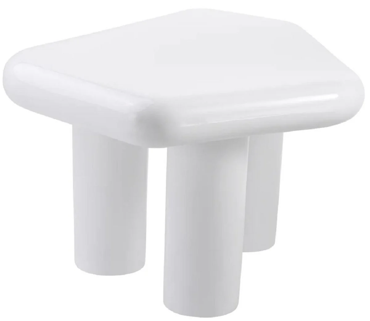 Luxus Fiberglas Beistelltisch Hochglanz Weiß 85 x 62,5 x H. 41,5 cm - Fiberglas Tisch - Wohnzimmer Möbel - Hotel Möbel - Luxus Möbel - Fiberglas Möbel