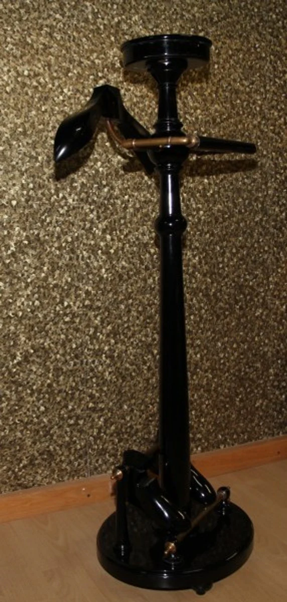 Designer Luxus Garderoben Ständer New York Banker Stil - Schwarz / Messing - Dressboy - Kleiderständer Anzugständer - Barock Empire Art Deco Jugendstil Stummer Diener Herren Diener Biedermeier