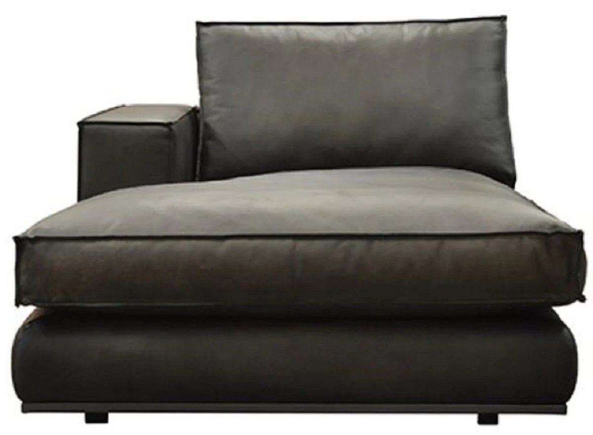 Luxus Echtleder Chaiselongue Rechte Seite Schwarz 186 cm