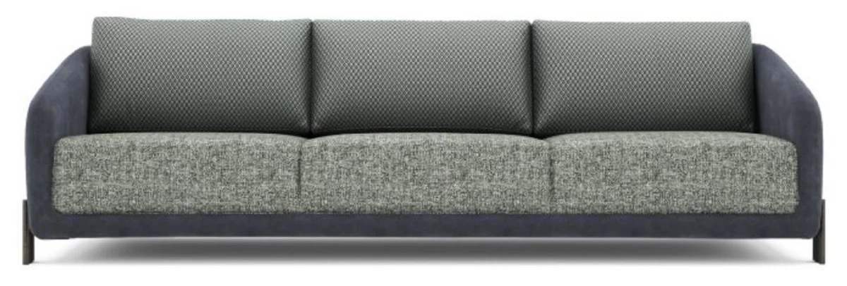 Luxus Sofa Grün / Blau / Schwarz 255 x 86 x H. 75 cm - Wohnzimmer Sofa - Hotel Sofa - Wohnzimmer Möbel - Hotel Möbel - Luxus Möbel - Luxus Einrichtung