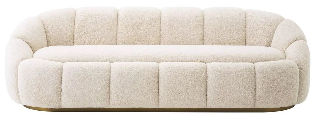 Luxus Sofa Creme / Messing 230 x 80 x H. 71 cm - Wohnzimmer & Hotel Sofa - Wohnzimmer & Hotel Möbel - Luxus Qualität