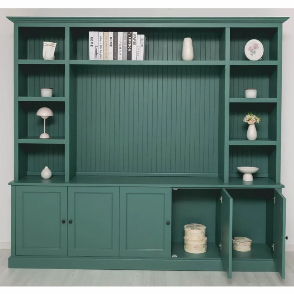 Landhausstil Bücherschrank Grün 254 cm - Landhausstil Möbel