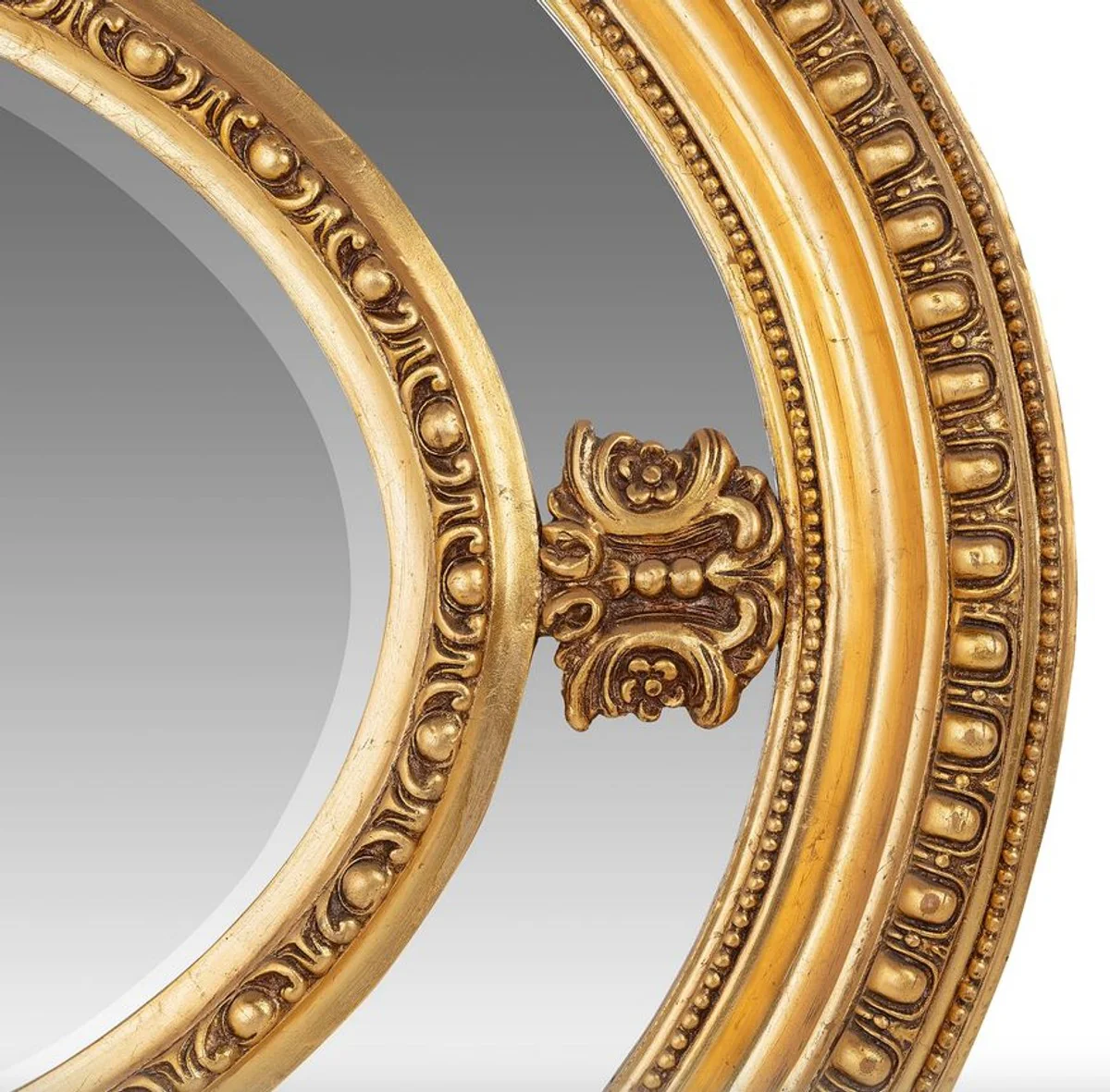 Luxus Barock Wandspiegel Oval Gold 120 cm - Massiv und Schwer - Goldener Spiegel