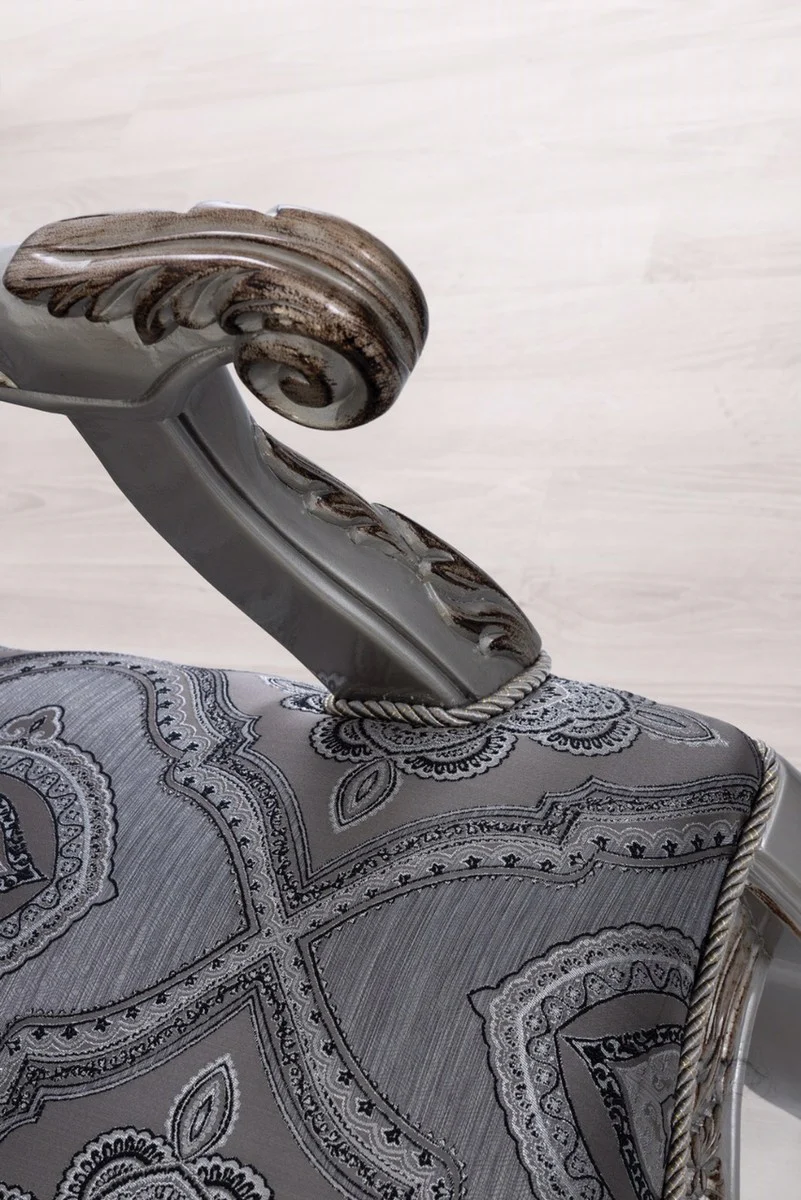 Luxus Barock Wohnzimmer Set Grau / Blau / Silber / Bronze - 2 Sofas & 2 Sessel & 1 Couchtisch - Prunkvolle Wohnzimmer Möbel im Barockstil