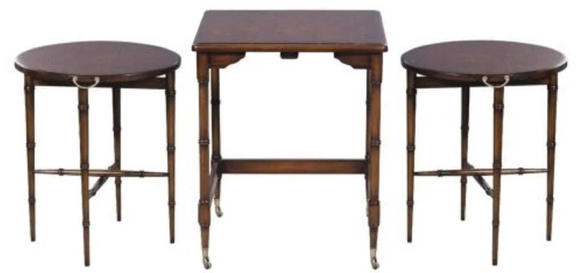 Luxus Beistelltisch Set Braun / Dunkelbraun 48 x 48 x H. 59 cm - Hotel Möbel