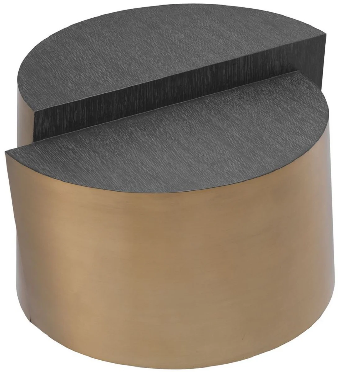 Designer Beistelltisch Anthrazitgrau / Messingfarben Ø 60 x H. 42,5 cm - Designer Wohnzimmer Möbel - Luxus Qualität