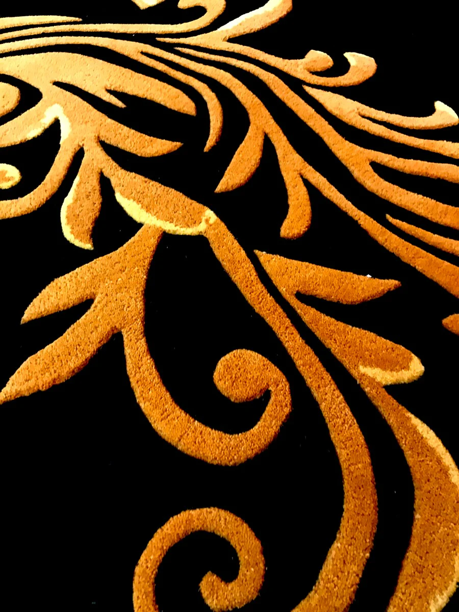 Pompöös by Luxus Teppich von Harald Glööckler 80 x 150 cm Krone Schwarz / Gold - Barock Design Teppich - Handgewebt aus Wolle