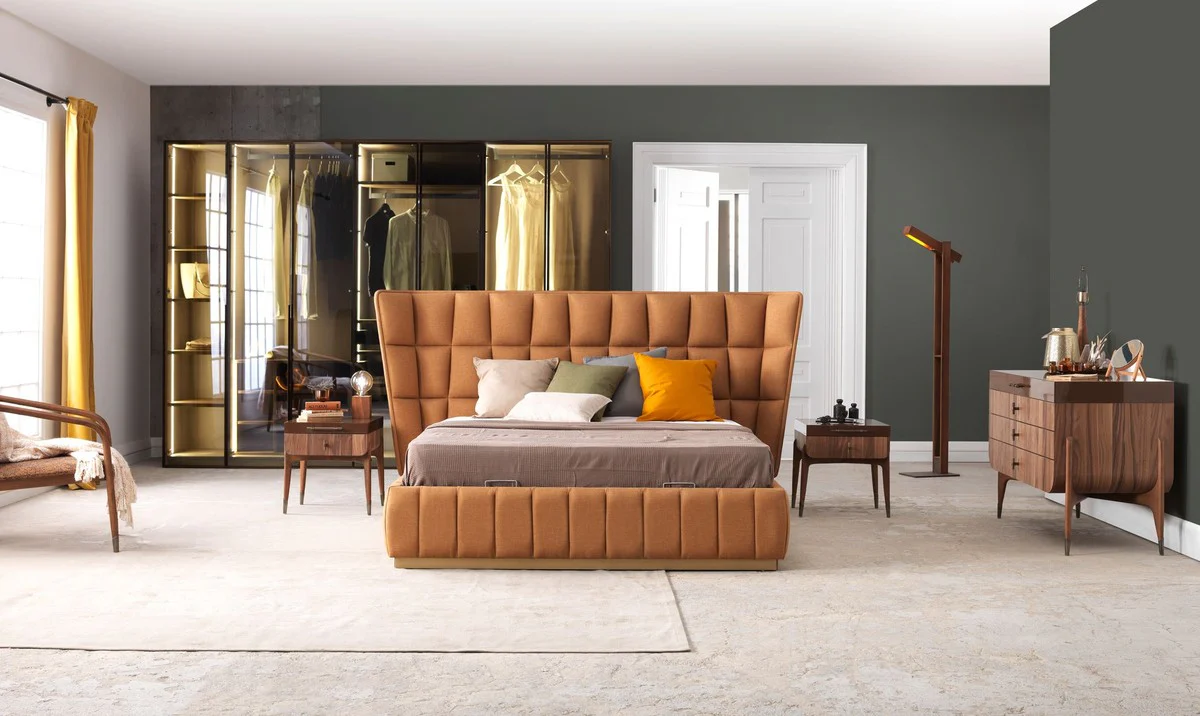 Luxus Massivholz Kommode mit 4 Schubladen Braun / Dunkelbraun 123 x 60 x H. 82 cm - Schlafzimmer Kommode - Schlafzimmer Möbel - Luxus Möbel - Luxus Einrichtung - Möbel Luxus