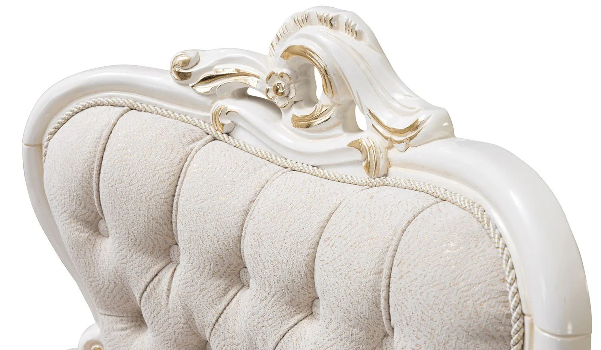 Luxus Barock Esszimmer Stuhl 6er Set Weiß / Gold - Prunkvolle Barockstil Küchen Stühle - Barockstil Möbel - Luxus Esszimmer Möbel im Barockstil - Barock Esszimmer Möbel