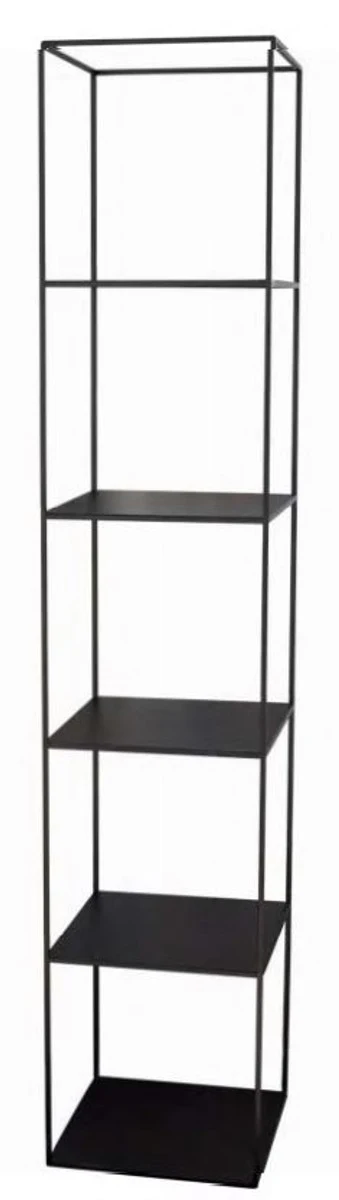 Luxus Metall Regalschrank Schwarz 40 x 40 x H. 200 cm - Wohnzimmerschrank - Bücherschrank - Luxus Möbel