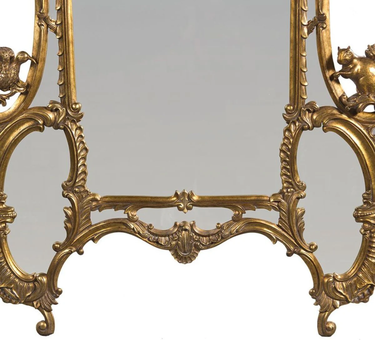 Luxus Barock Spiegel Antik Gold 128 x 8 x H. 223 cm - Prunkvoller handgeschnitzter Wandspiegel im Barockstil - Antik Stil Garderoben Spiegel - Wohnzimmer Spiegel - Barock Möbel