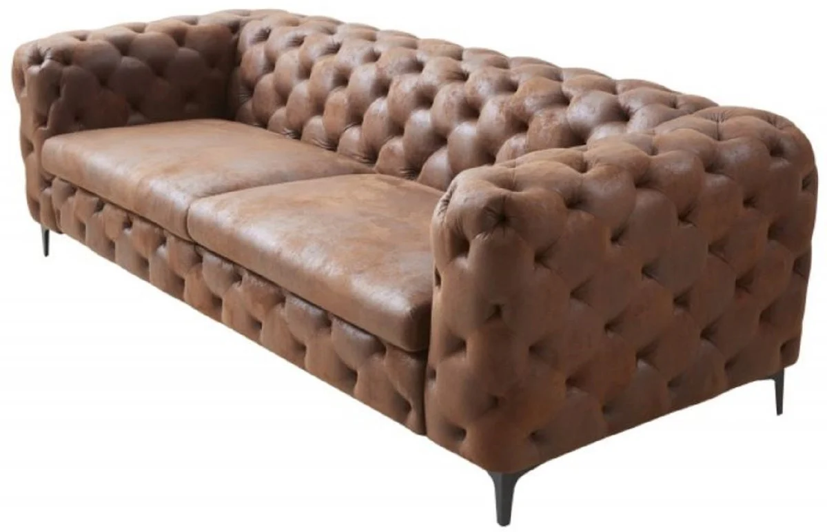 Chesterfield Wohnzimmer Sofa Antik Braun 240 x 97 x H. 73 cm - Chesterfield Wohnzimmer Möbel