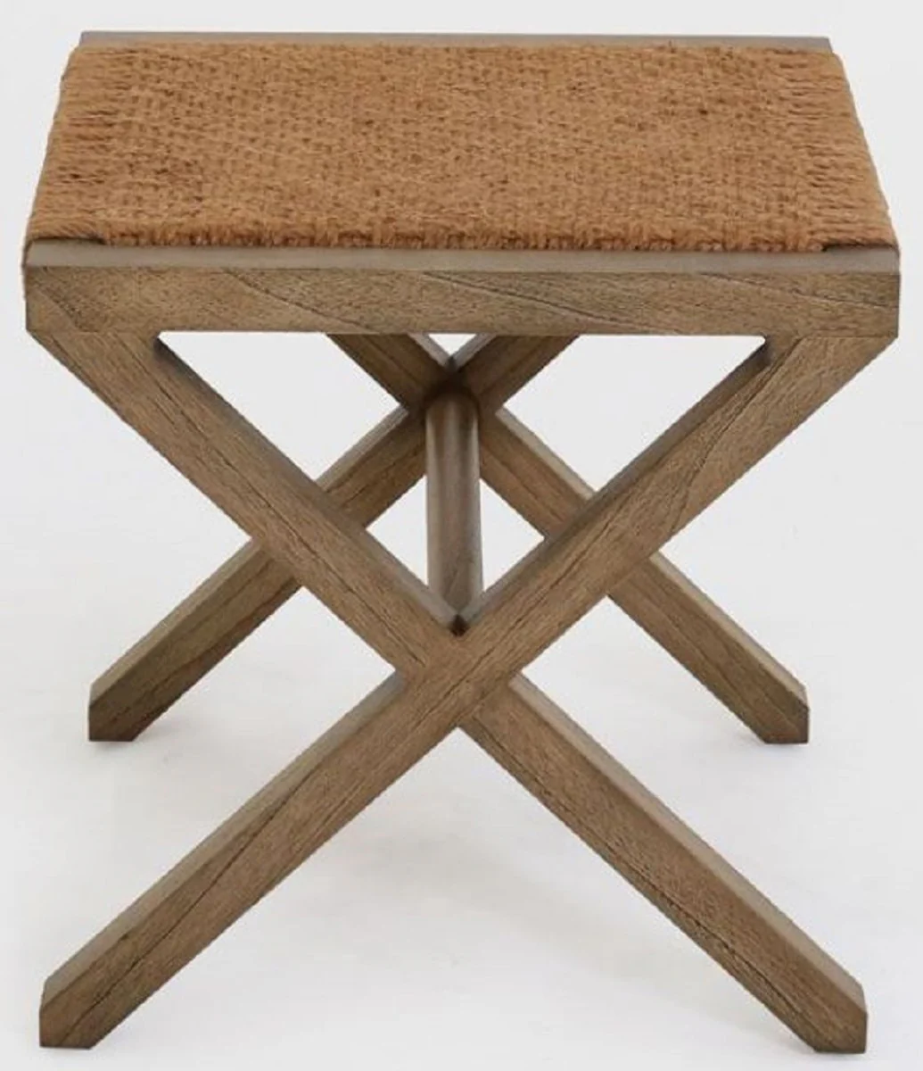 Luxus Beistelltisch Braun 50 x 50 x H. 50 cm - Massivholz Tisch - Wohnzimmer Möbel - Luxus Qualität