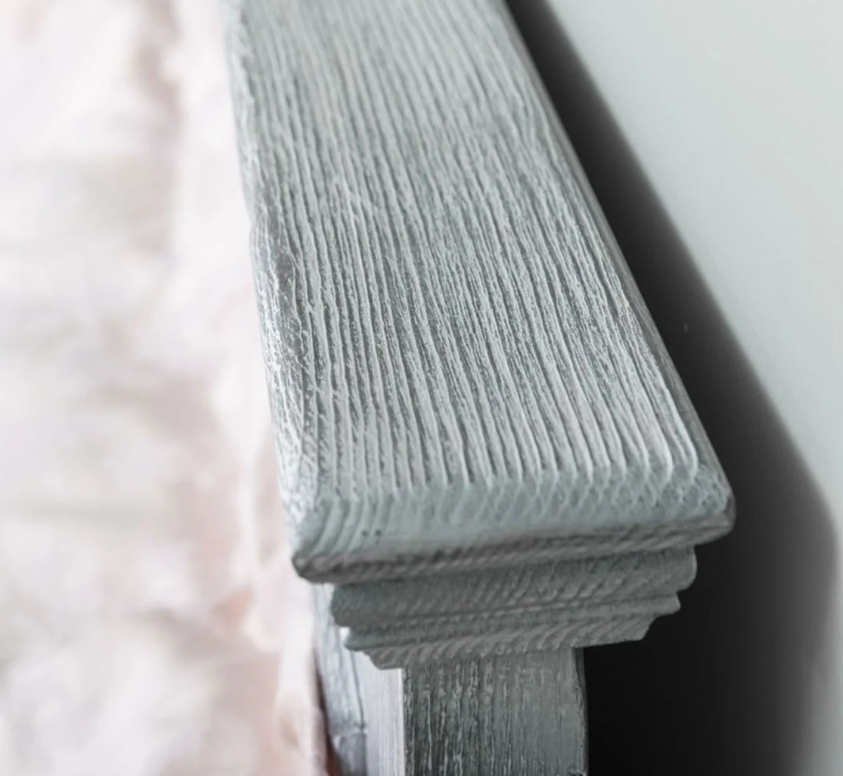 Landhausstil Massivholz Bett Antik Grau 160 x 200 x H. 93 cm - Massivholz Doppelbett - Landhausstil Schlafzimmer Möbel