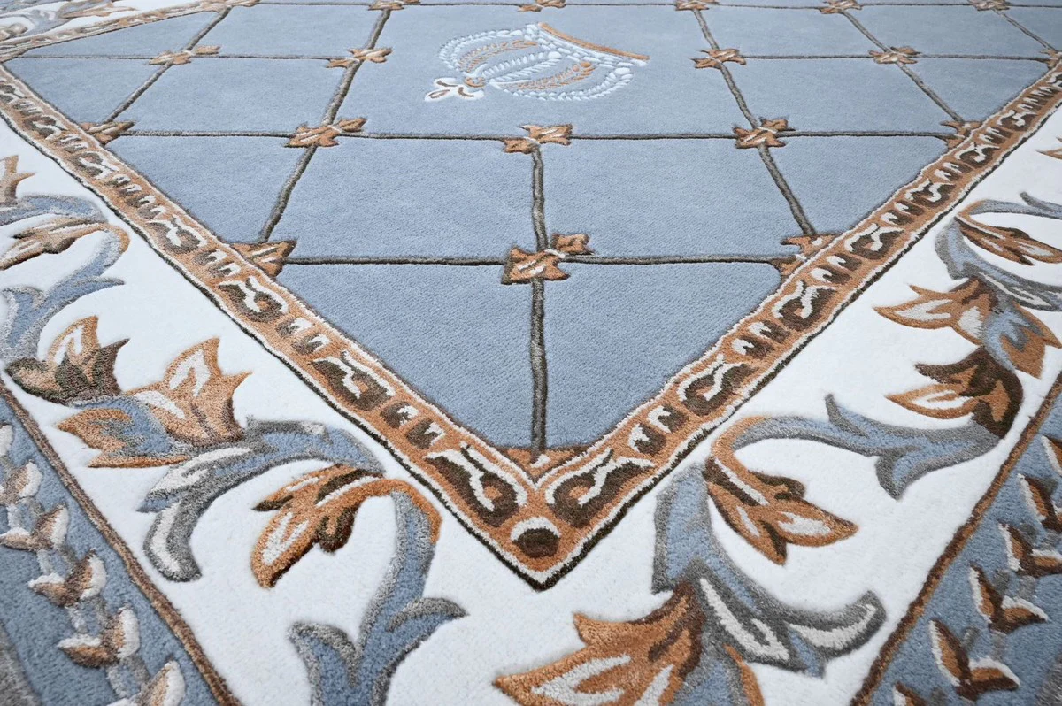 Pompöös by Luxus Barock Teppich Krone von Harald Glööckler Blau - Verschiedene Größen