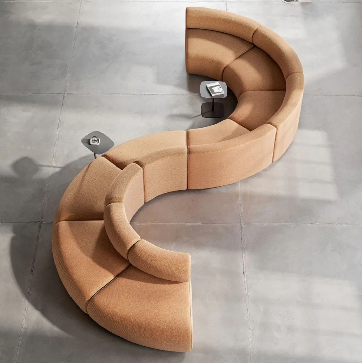 Luxus Sofa Braun 590 x 340 x H. 72 cm - Gebogenes Modulares 8 Teiliges Sofa - Hotel Sofa - Wohnzimmer Möbel - Hotel Möbel - Luxus Möbel