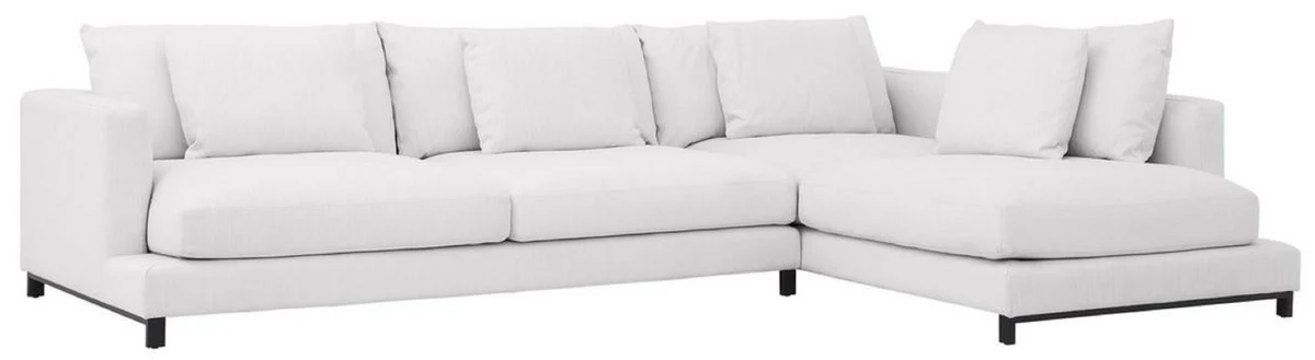 Luxus Ecksofa Weiß / Schwarz 320 x 200 x H. 64 cm - Edles Wohnzimmer Sofa mit Kissen - Luxus Möbel - Luxus Qualität