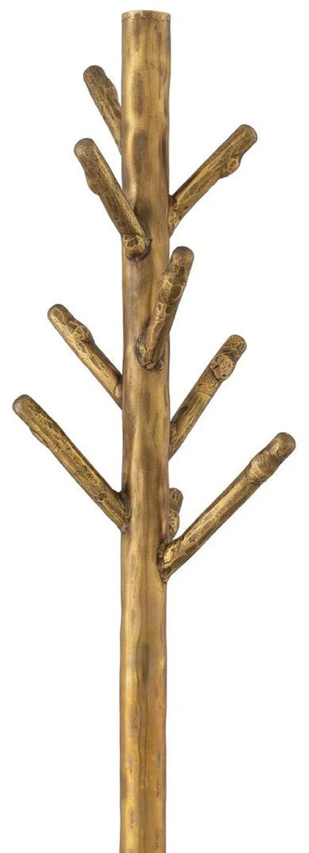 Luxus Garderobenständer Vintage Messing / Schwarz Ø 29,5 x H. 162 cm - Edelstahl Kleiderständer mit Marmorsockel - Garderoben Möbel - Luxus Möbel - Luxus Einrichtung