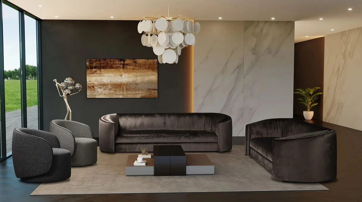 Luxus Sofa Grau 275 x 89 x H. 75 cm - Wohnzimmer Sofa - Hotel Sofa - Wohnzimmer Möbel - Wohnzimmer Einrichtung - Hotel Möbel - Luxus Möbel - Luxus Einrichtung