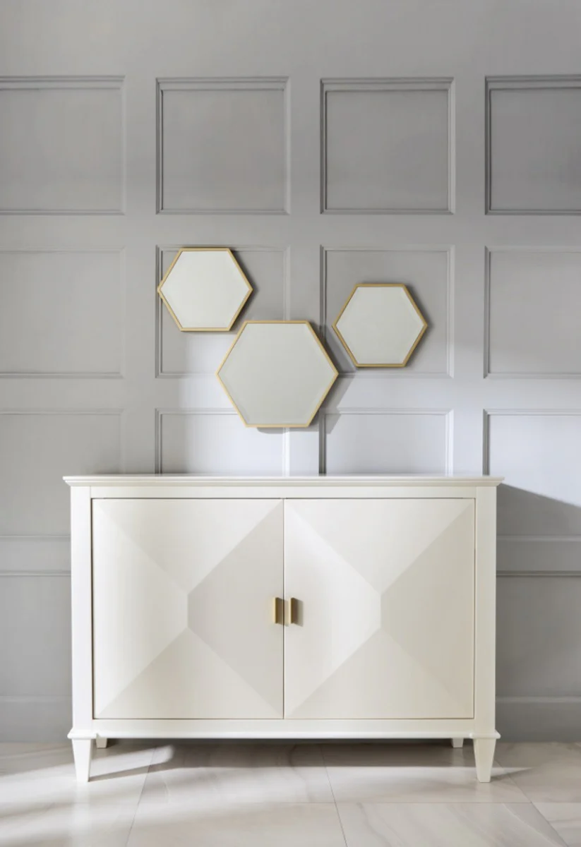 Luxus Neoklassik Kommode Weiß / Gold 140 x H100 cm - Sideboard Art Deco Möbel