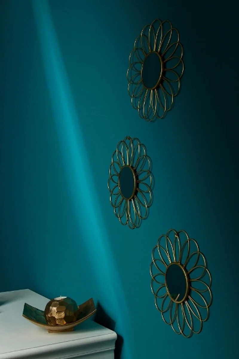 Designer Spiegel / Wandspiegel 3er Set Gold Ø 25 cm - Deko Accessoires