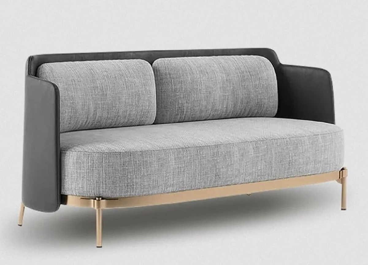 Luxus Sofa Grau / Schwarz / Messing 163 cm - Wohnzimmer & Hotel Möbel