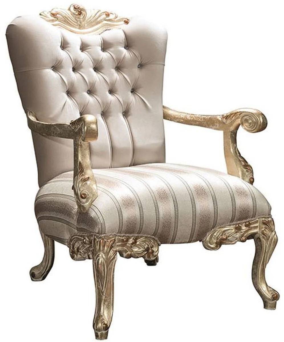 Luxus Barock Wohnzimmer Set Beige / Gold - 2 Sofas & 2 Sessel & 1 Couchtisch - Prunkvolle Wohnzimmermöbel im Barockstil