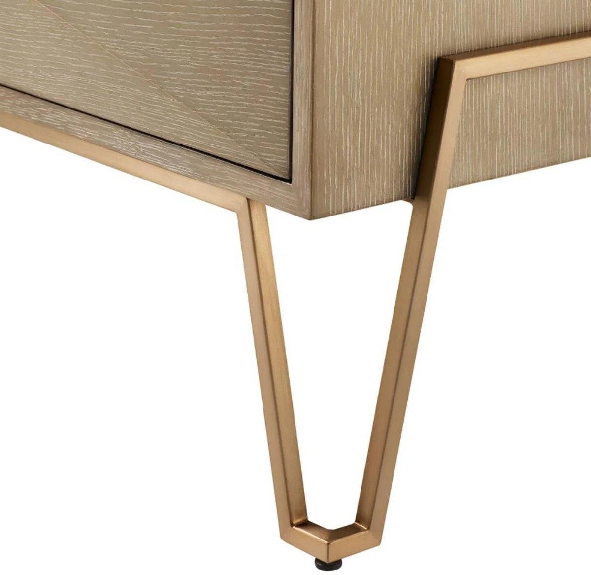 Luxus Nachttisch mit 2 Schubladen Braun / Messing 62,5 x 49 x H. 60 cm - Luxus Qualität