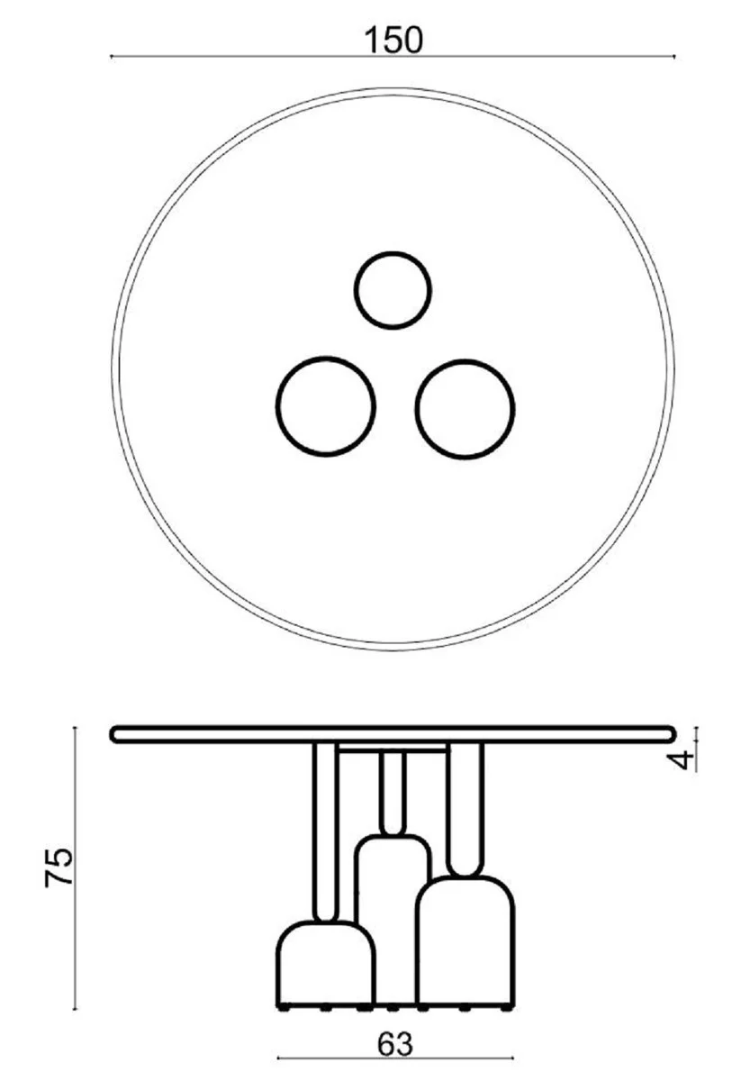 Luxus Esstisch Schwarz / Messing Ø 150 cm - Luxus Hotel & Restaurant Möbel