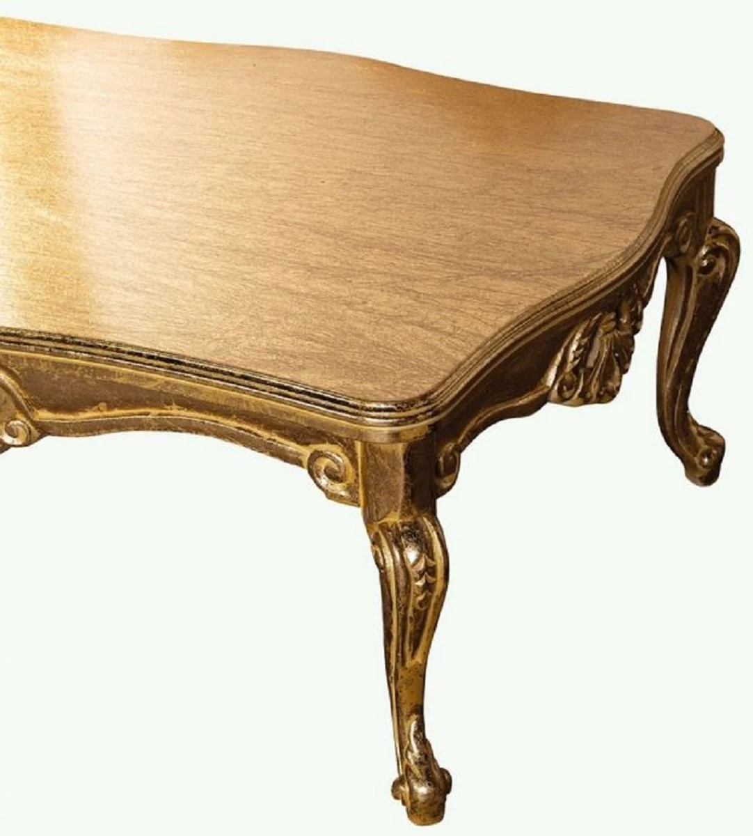 Luxus Barock Couchtisch Gold - Massivholz Wohnzimmertisch im Barockstil - Barock Wohnzimmer Möbel - Edel & Prunkvoll