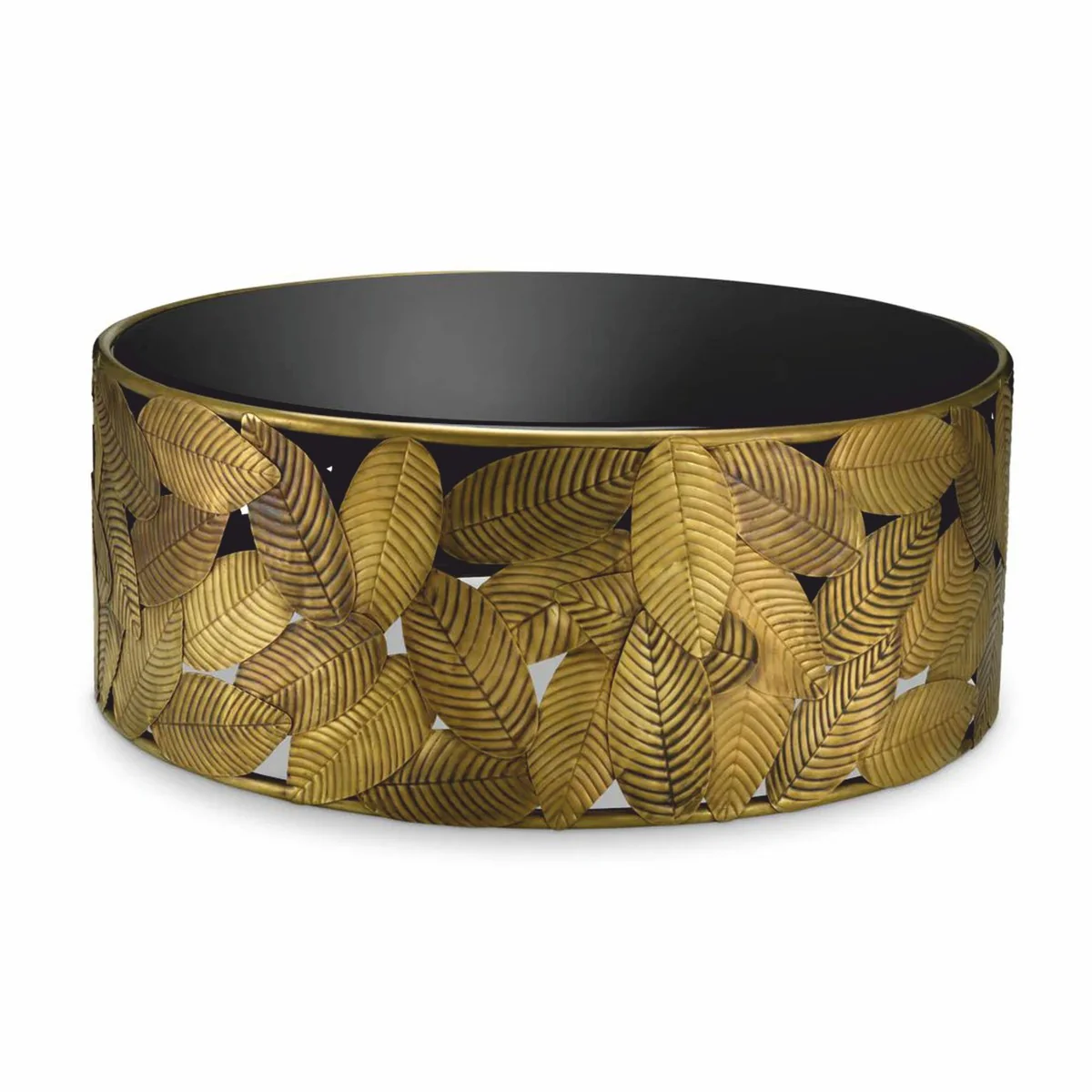 Luxus Couchtisch Vintage Messing / Schwarz Ø 101 cm - Wohnzimmer Möbel