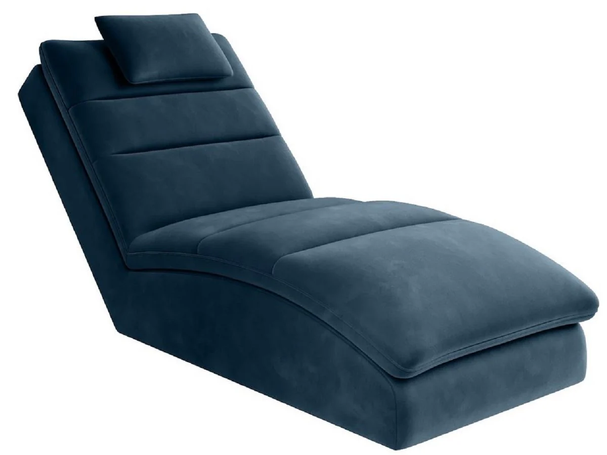Luxus Chaiselongue mit Kopfkissen Blau 85 x 170 x H. 92 cm - Wohnzimmer Liegesessel - Relexliege - Recamiere - Wohnzimmer Möbel - Luxus Möbel