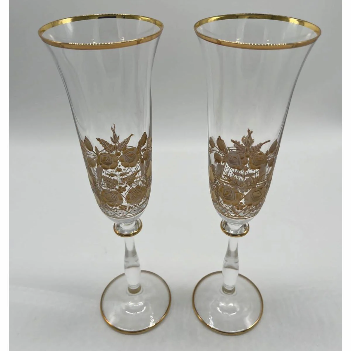 Luxus Jugendstil Champagnerglas 2er Set Gold