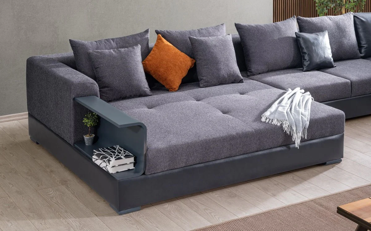 Luxus Ecksofa Blau 445 x 370 cm - Wohnzimmer Sofa - Wohnzimmer Möbel - Luxus Möbel - Luxus Wohnzimmer Einrichtung