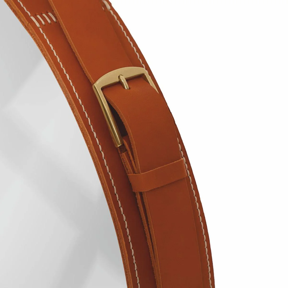 Luxus Spiegel Braun - Verschiedene Größen - Runder Wandspiegel mit Echtleder