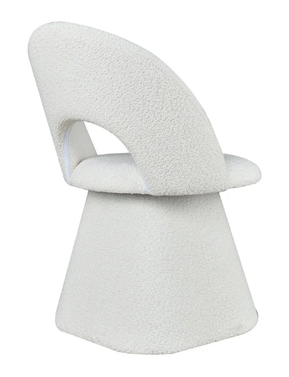 Luxus Esszimmer Stuhl mit gebogener Rückenlehne Weiß H. 79 cm - Esszimmer Möbel