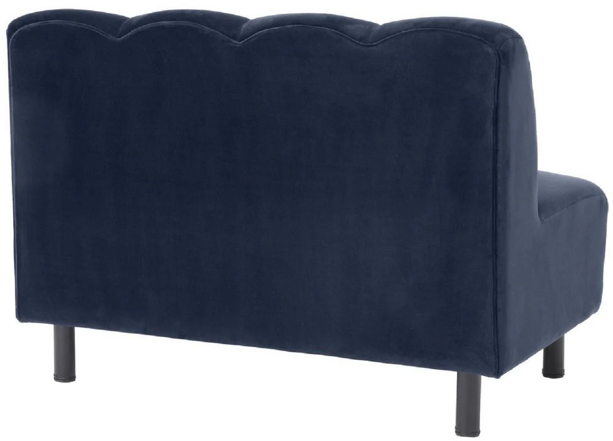 Luxus Couch Mitternachtsblau / Schwarz 121 x 75 x H. 87 cm - Wohnzimmer Sofa mit edlem Samtstoff - Luxus Möbel