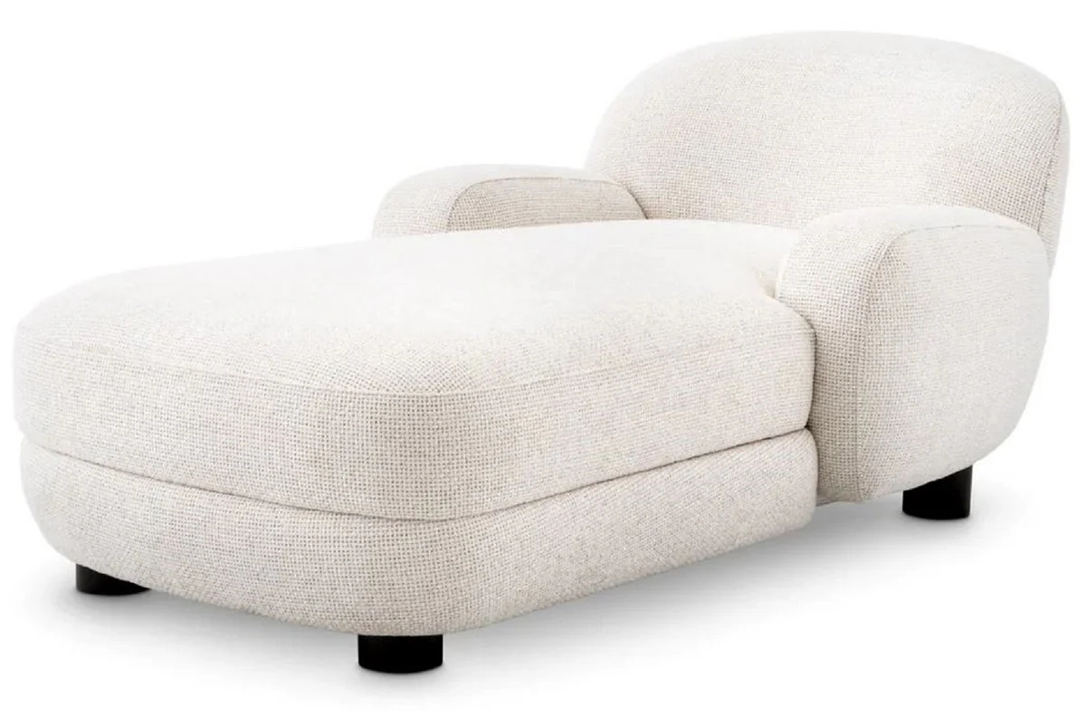 Luxus Chaiselongue Weiß / Schwarz 95 x 170 x H. 69 cm - Wohnzimmer Liegesessel - Recamiere - Wohnzimmer Möbel - Luxus Möbel - Luxus Qualität