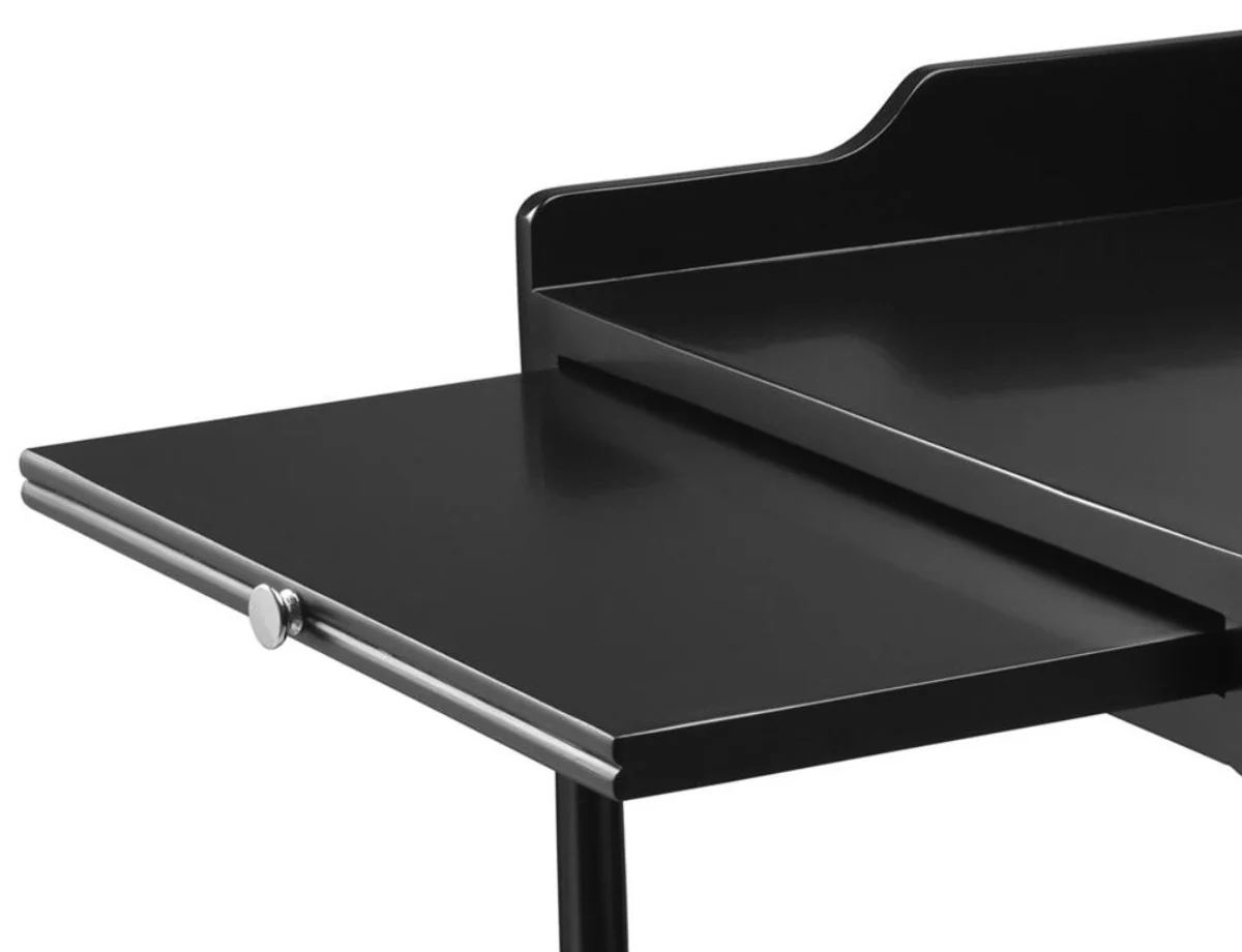 Luxus Wohnzimmer Beistelltisch Schwarz / Silber 48 x 42 x H. 73 cm - Wohnzimmermöbel
