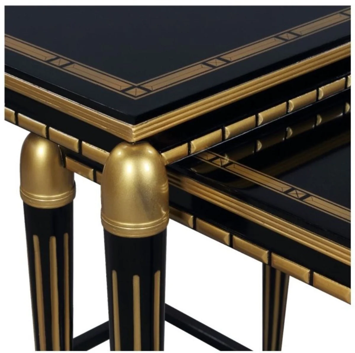Luxus Wohnzimmer Beistelltisch Set Schwarz / Gold 45 x 45 x H. 54 cm - Luxus Möbel