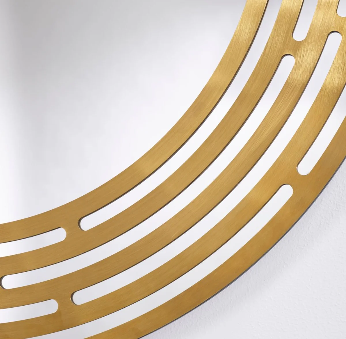 Luxus Spiegel Messingfarben Ø 100 cm - Runder Wandspiegel mit Metallrahmen - Luxus Kollektion