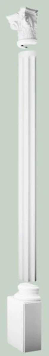 Barock Zierelement Säulen Kopfteil Weiß 36 x 18 x H. 30 cm - Prunkvolle Wanddeko - Barock Deko