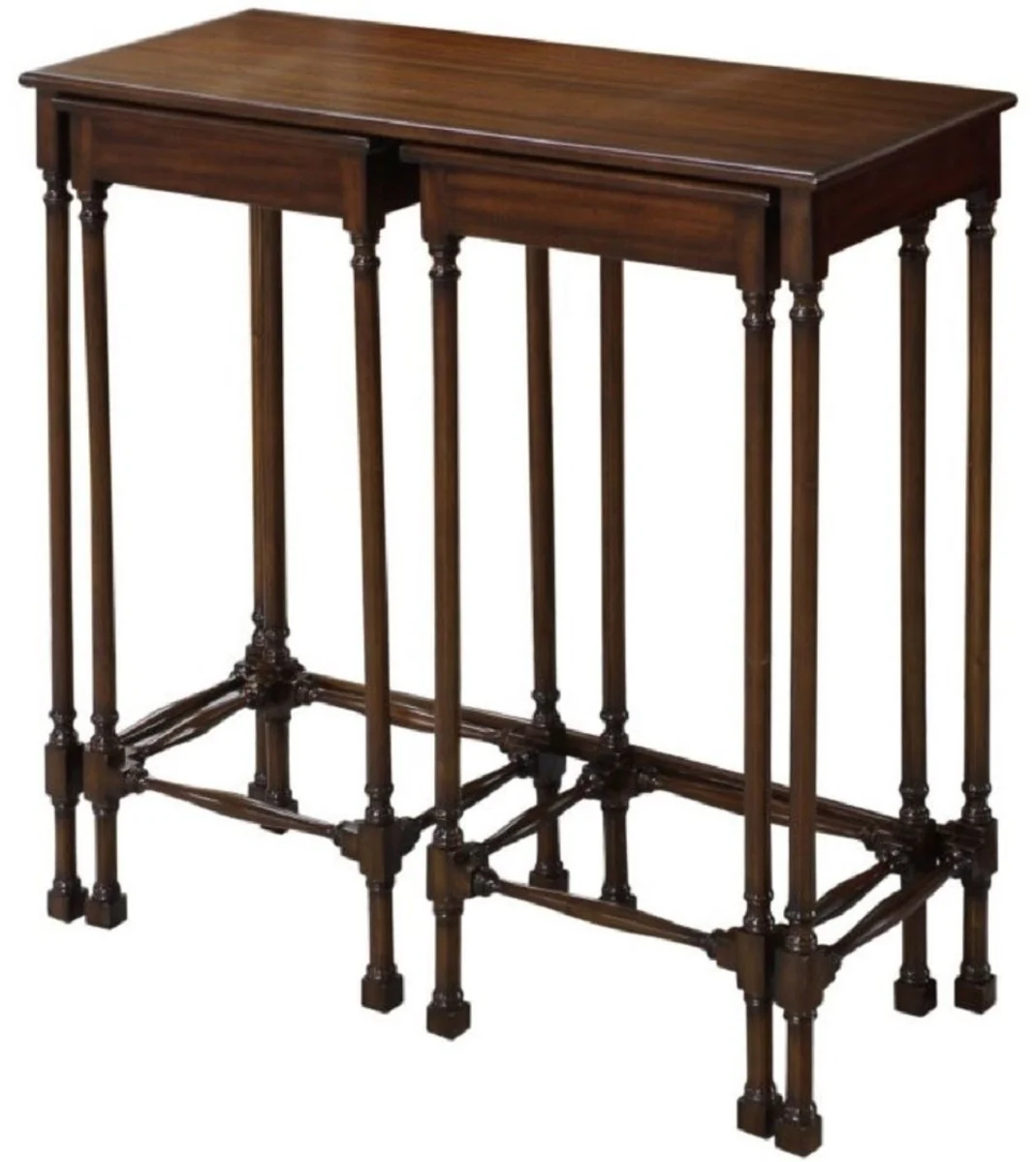 Luxus Mahagoni Beistelltisch Set Dunkelbraun 67 x 28 x H. 70 cm - Luxus Möbel