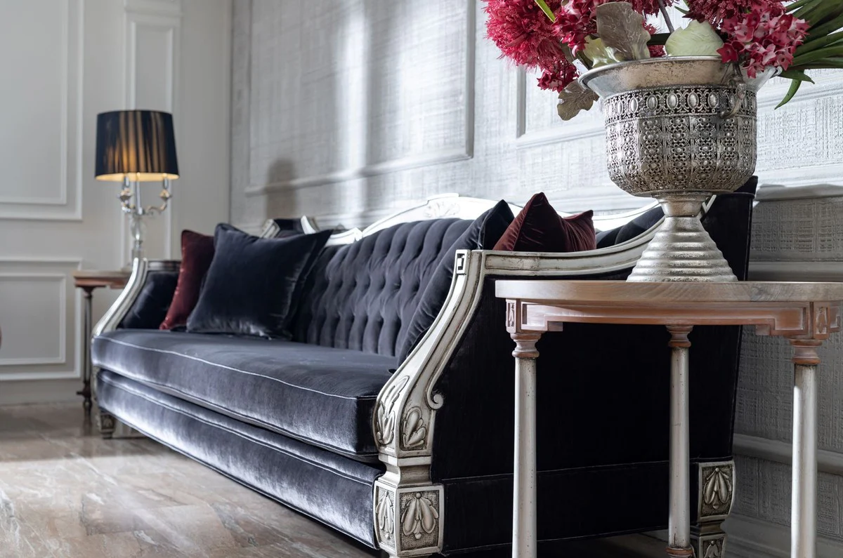 Luxus Barock Wohnzimmer Sofa Lila / Silber - Prunkvolle Barock Wohnzimmer & Hotel Möbel