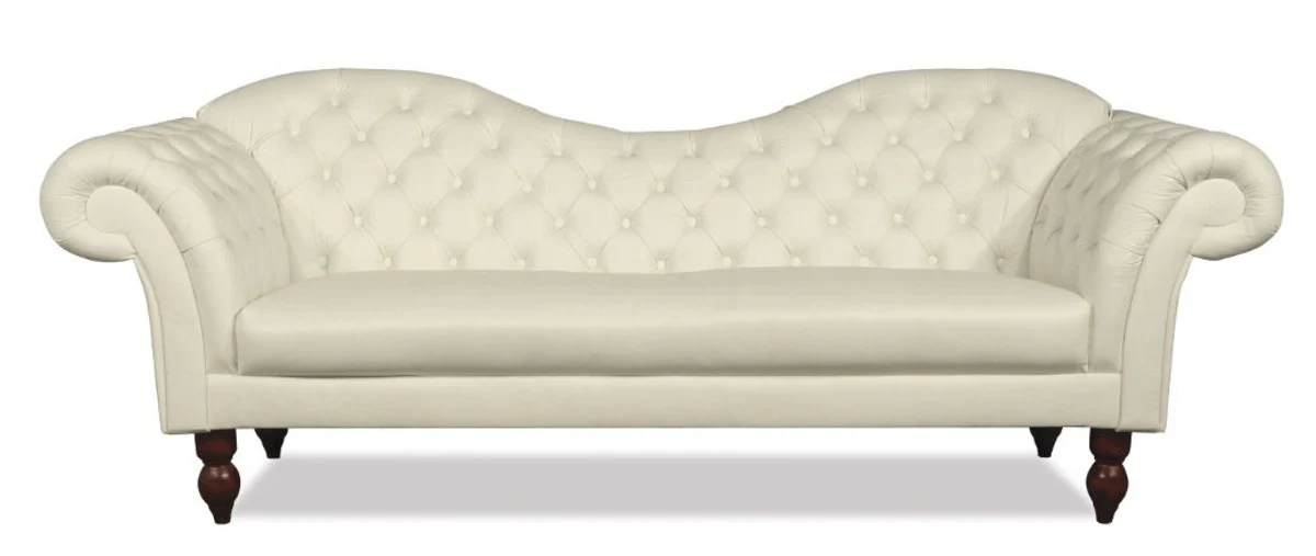 Chesterfield 3er Sofa Venedig - Echt Leder Creme
