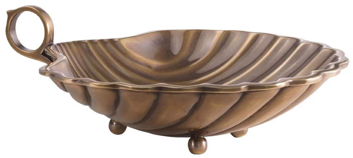 Luxus Serviertablett Vintage Messing 22,5 x 19,5 x H. 5,5 cm - Messing Tablett in Muschelform - Hotel & Restaurant Accessoires - Luxus Qualität