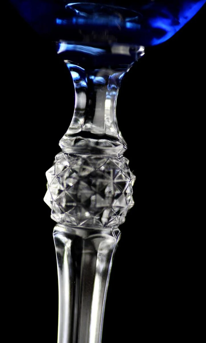 Luxus Barock Likörglas 6er Set Blau / Gold Ø 6,5 x H. 18,5 cm - Handgefertigte und handbemalte Likörgläser - Hotel & Restaurant Accessoires - Luxus Qualität